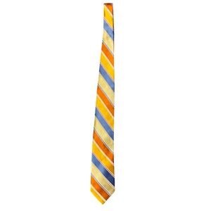 Paul Frederick Multicolore Yellow Orange Blue Striped Men's Tie 100% silk